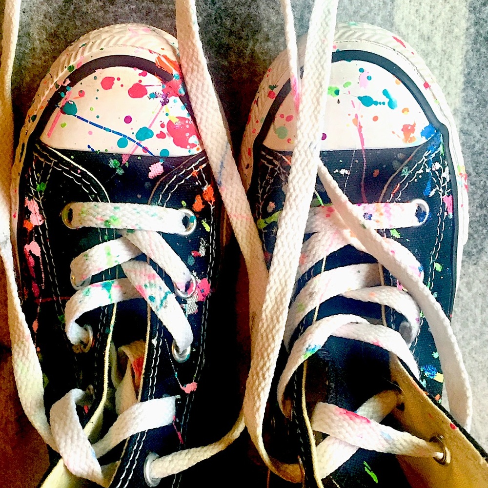 Black Converse High-tops with Splatter Paint 🌈
